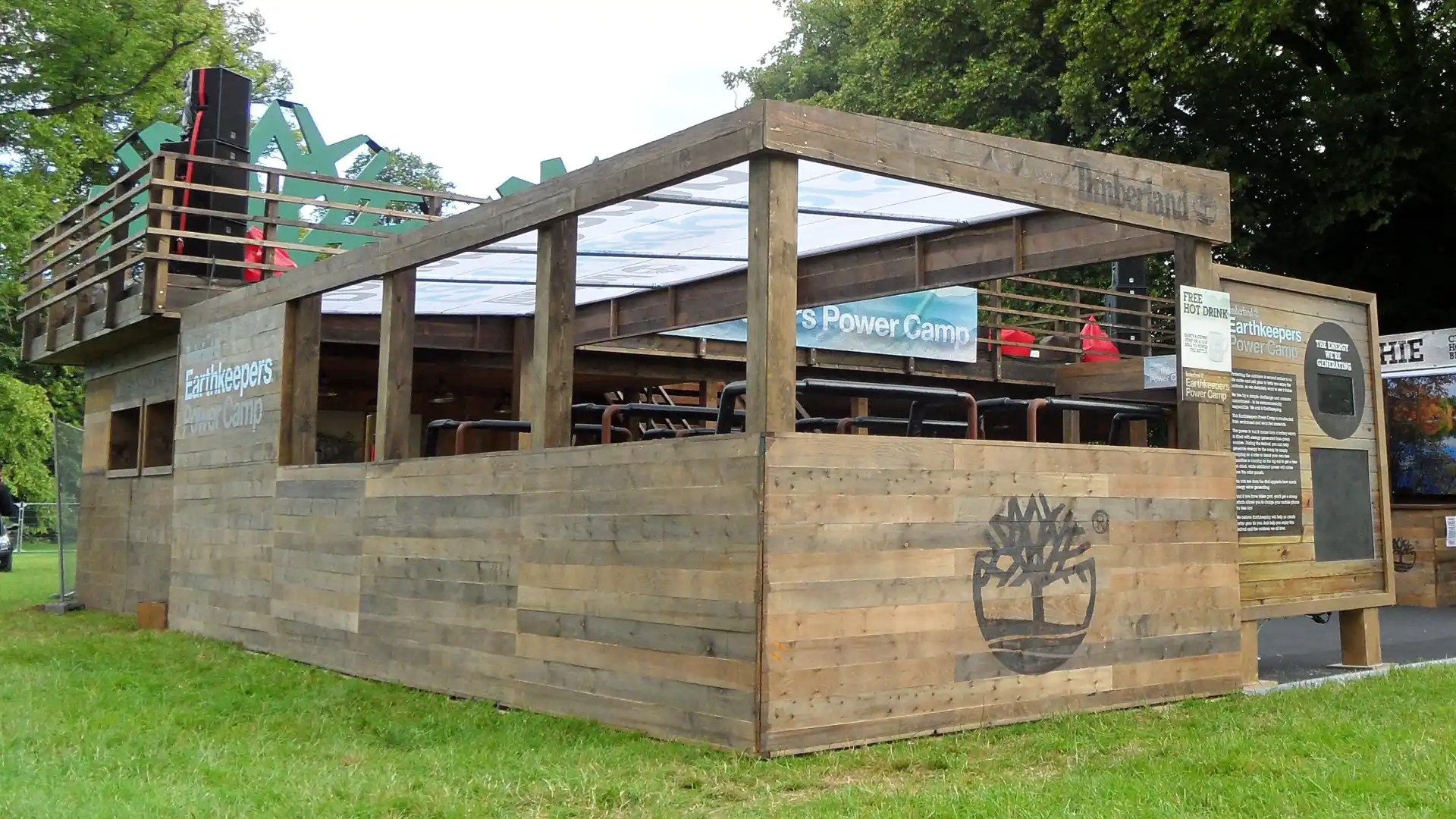 Shipping containers | Timberland-themed shipping container in the park.